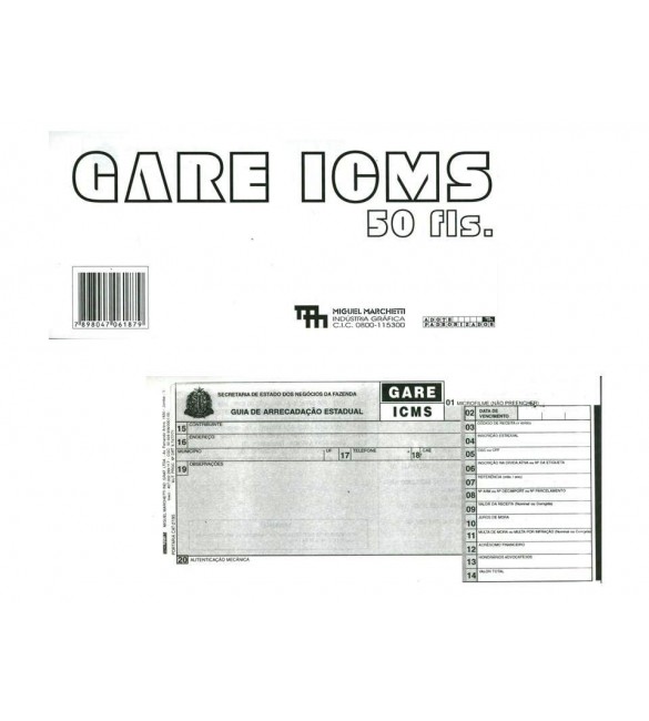 Bloco Gare ICMS com 50 folhas - Pacote com 11 blocos